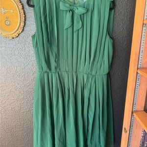 Modcloth Forest Green Dress with Bow Detail